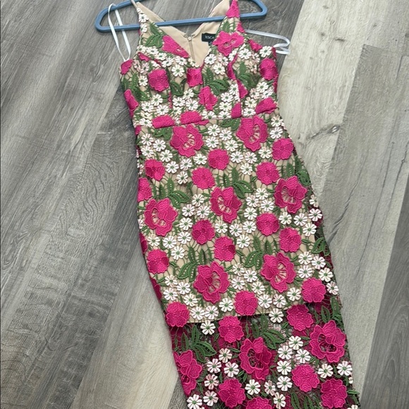 ☀️Xscape Pink Bodycon Spaghetti Strap Midi Dress - Picture 3 of 4